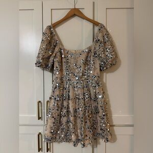 TCEC Sequin Embellished Dress in Gold and Silver